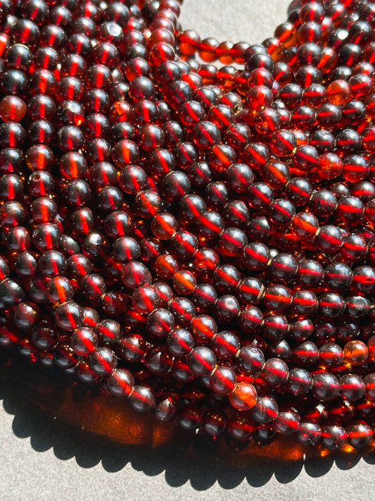 Natural Baltic Gold Gemstone Bead 5mm Round Beads, Beautiful Natural Dark Red Brown Color Baltic Gold Bead Great Quality Full Strand 15.5"