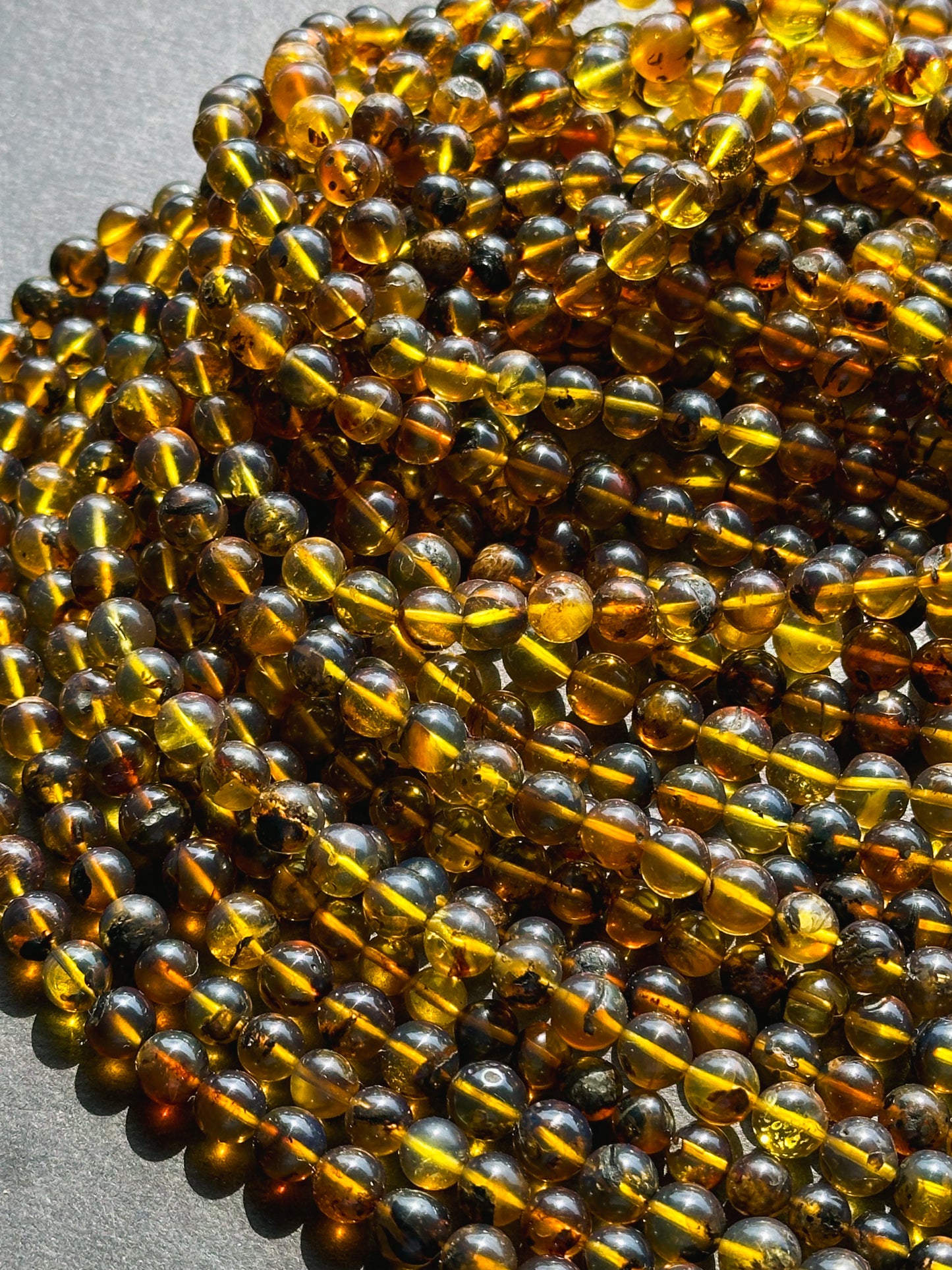 Natural Amber Baltic Gold Gemstone Bead 6-7mm Round Beads, Beautiful Natural Dark Yellow Brown Color Baltic Gold Gemstone Beads Full Strand 15.5"