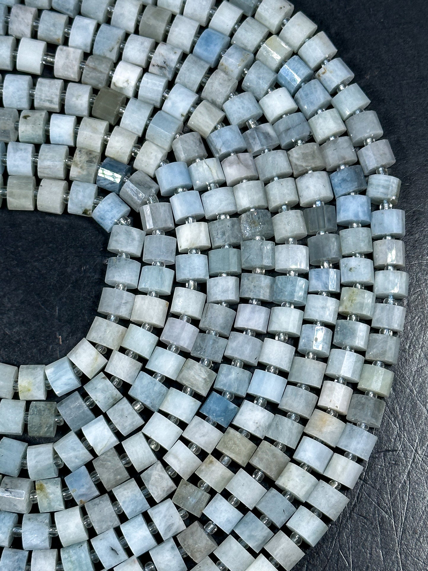 NATURAL Aquamarine Gemstone Bead 8x5mm Rondelle Shape Bead, Beautiful Blue White Color Aquamarine Gemstone Bead, Full Strand 15.5"