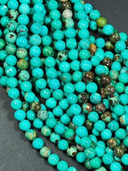 Natural Turquoise Howlite Gemstone Beads 4mm 6mm 8mm 10mm 12mm Round Bead, Beautiful Turquoise Color Howlite Turquoise Gemstone Beads Full Strand 15.5