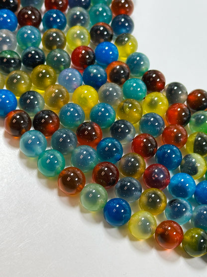 Natural Rainbow Sugar Heart Candy Agate Gemstone Beads 6mm 8mm 10mm Round Beads, Beautiful Multicolor Rainbow Agate Gemstone Beads Full 15.5" Strand