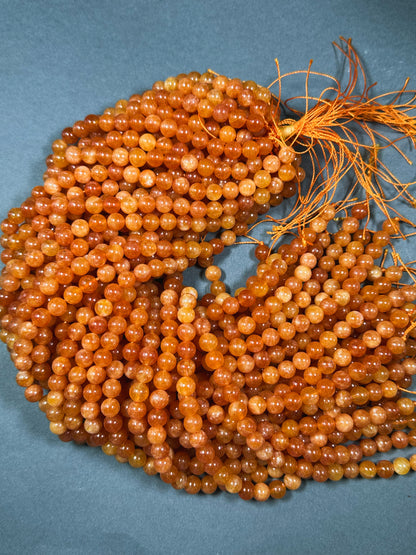 Natural Orange Jade Gemstone Bead 6mm 8mm Round Beads, Beautiful Orange Color Jade Gemstone Beads, Great Quality Jade Bead Full Strand 15.5"