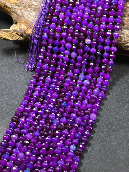 Natural Sugilite Gemstone Faceted 8x6mm Rondelle Shape Beads, Beautiful Natural Purple Heat Treated Color Sugilite Stone Beads 15.5" Strand