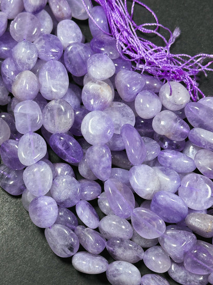 Natural Amethyst Gemstone Beads Freeform Pebble Shape Bead, Beautiful Natural Lavender Purple Color Amethyst Gemstone Bead Full Strand 15.5"