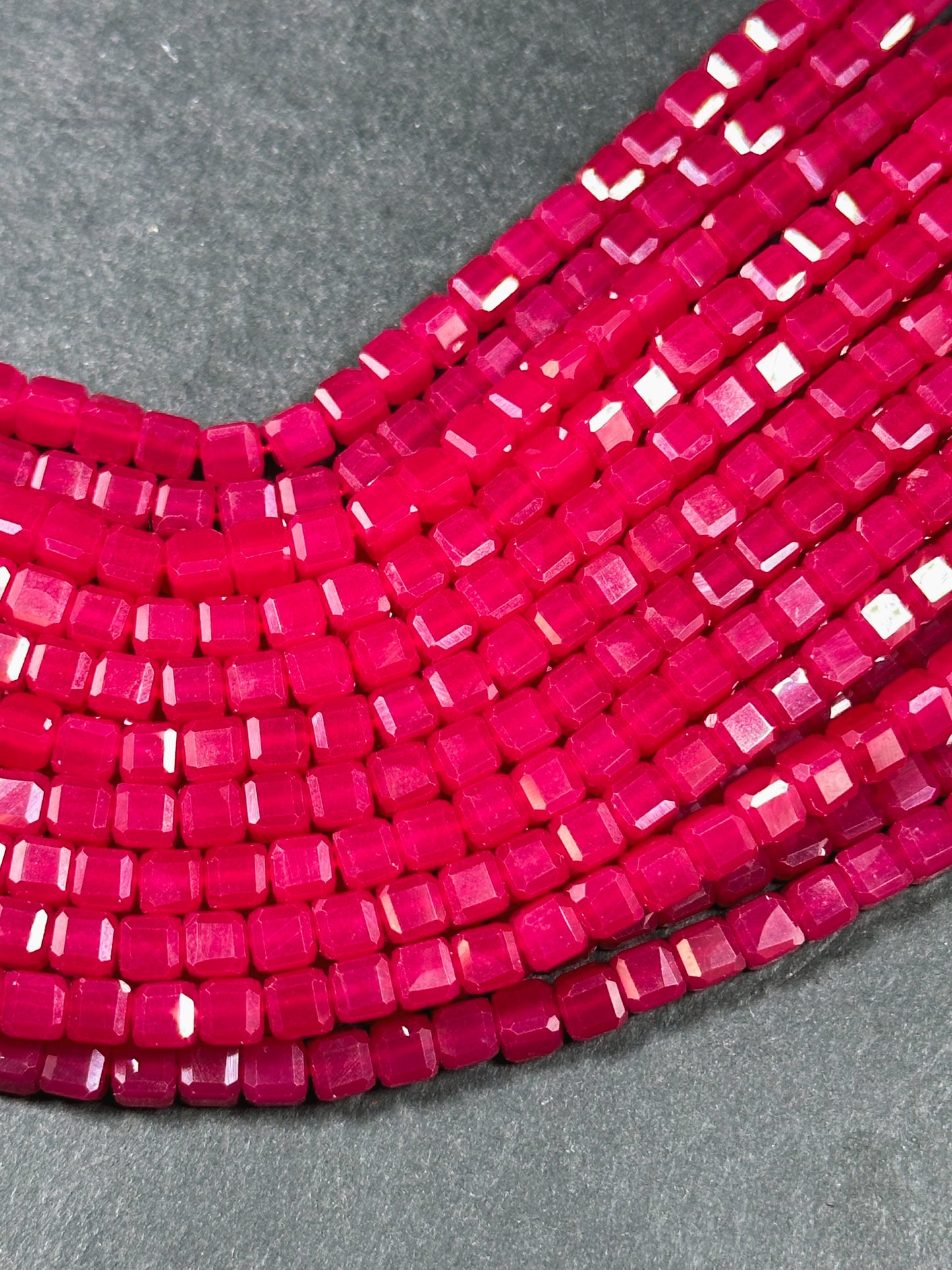 AAA Natural Red Ruby Gemstone Bead Faceted 4mm Cube Shape Beads, Beautiful Natural Red Ruby Stone Beads, Excellent Quality Full Strand 15.5"