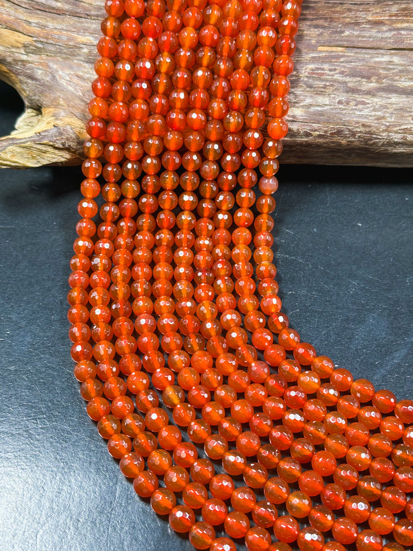 AAA Natural Carnelian Gemstone Bead Faceted 4mm 6mm 8mm 10mm 12mm Round Bead, Beautiful Natural Red Orange Carnelian Stone Bead 15.5" Strand