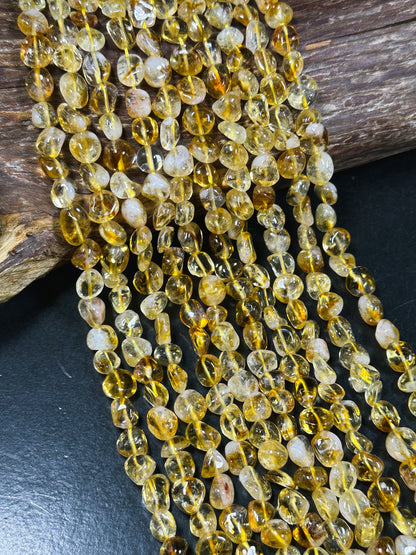 Natural Citrine Gemstone Bead 9mm Freeform Pebble Shape, Gorgeous Natural Orange Color Citrine Gemstone Bead Great Quality Full Strand 15.5"