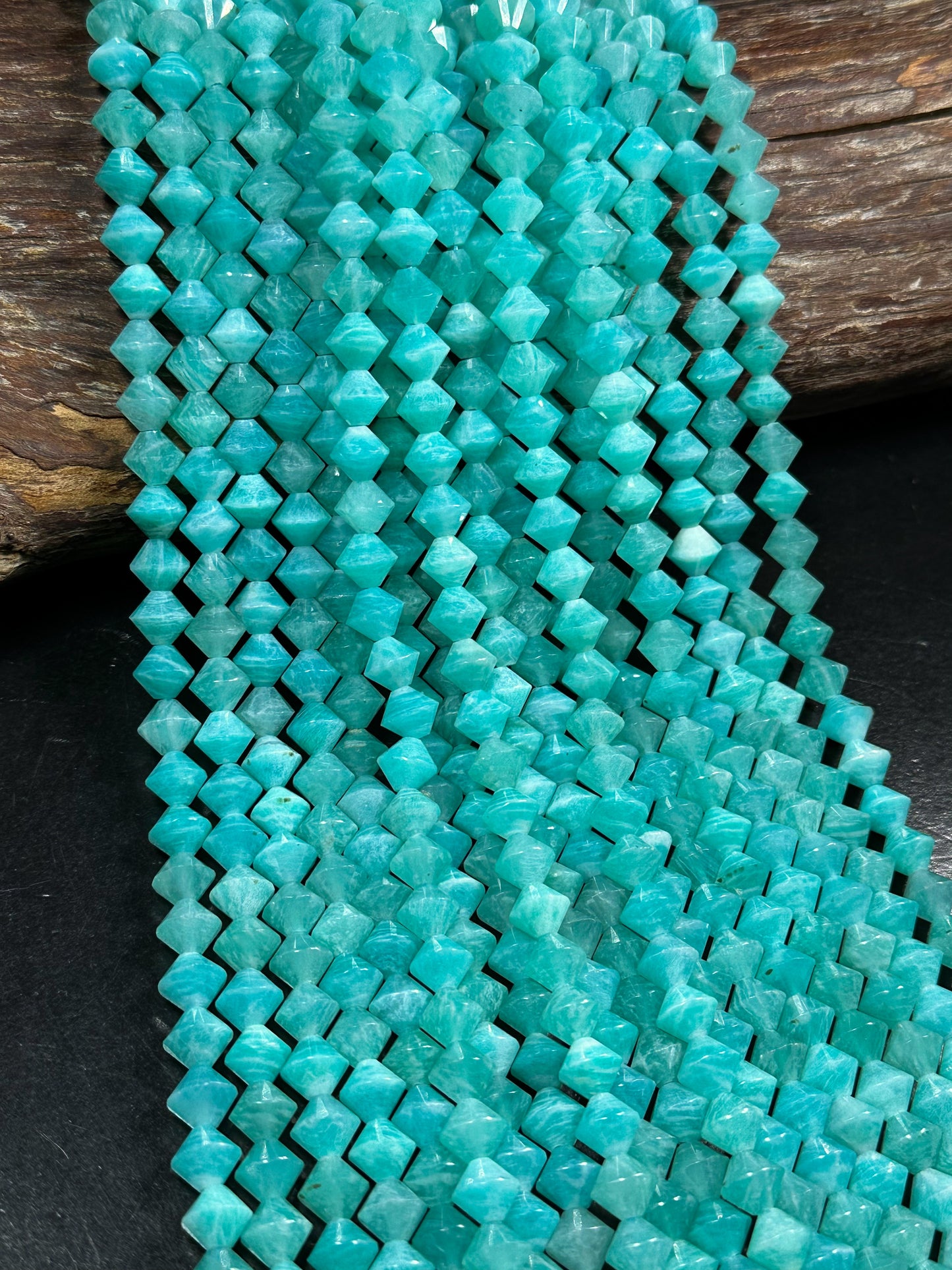 Natural Amazonite Gemstone Bead Faceted 8mm Bicone Diamond Shape Bead, Beautiful Natural Blue-Green Color Amazonite Beads, Full Strand 15.5"