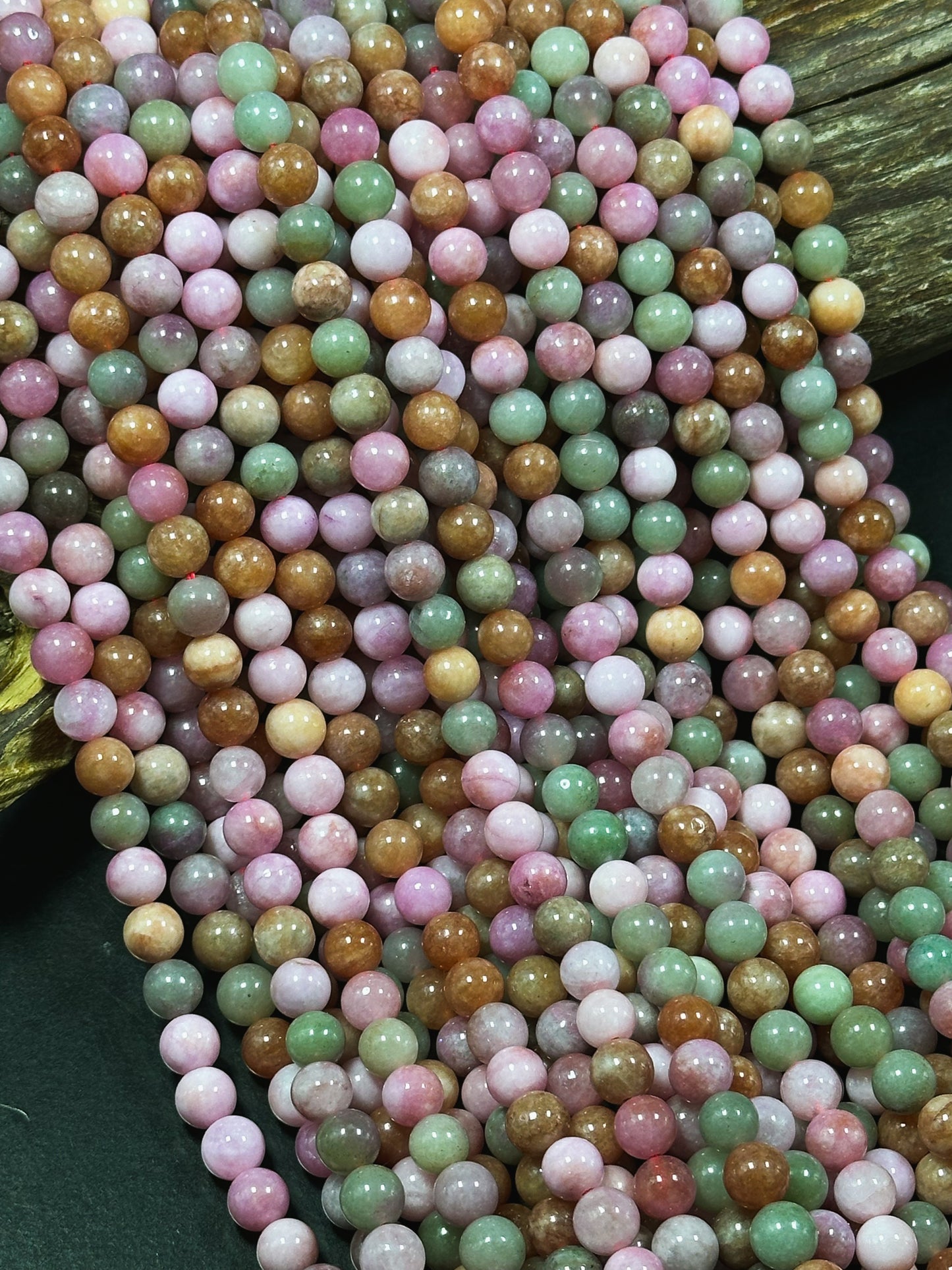 Natural Alashan Chalcedony Gemstone Bead 6mm 8mm 10mm Round Beads, Beautiful Multicolor Pink Green Alashan Beads, Great Quality 15.5" Strand