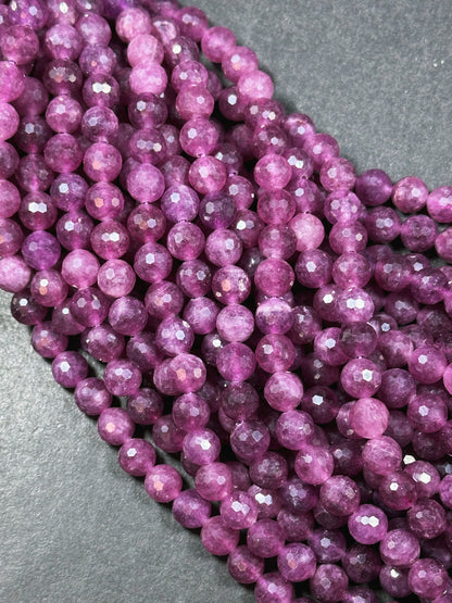 Natural Purple Ruby Quartz Gemstone Bead Faceted 6mm 8mm Round Beads, Beautiful Purple Color Ruby Quartz Stone Beads Full Strand 15.5"