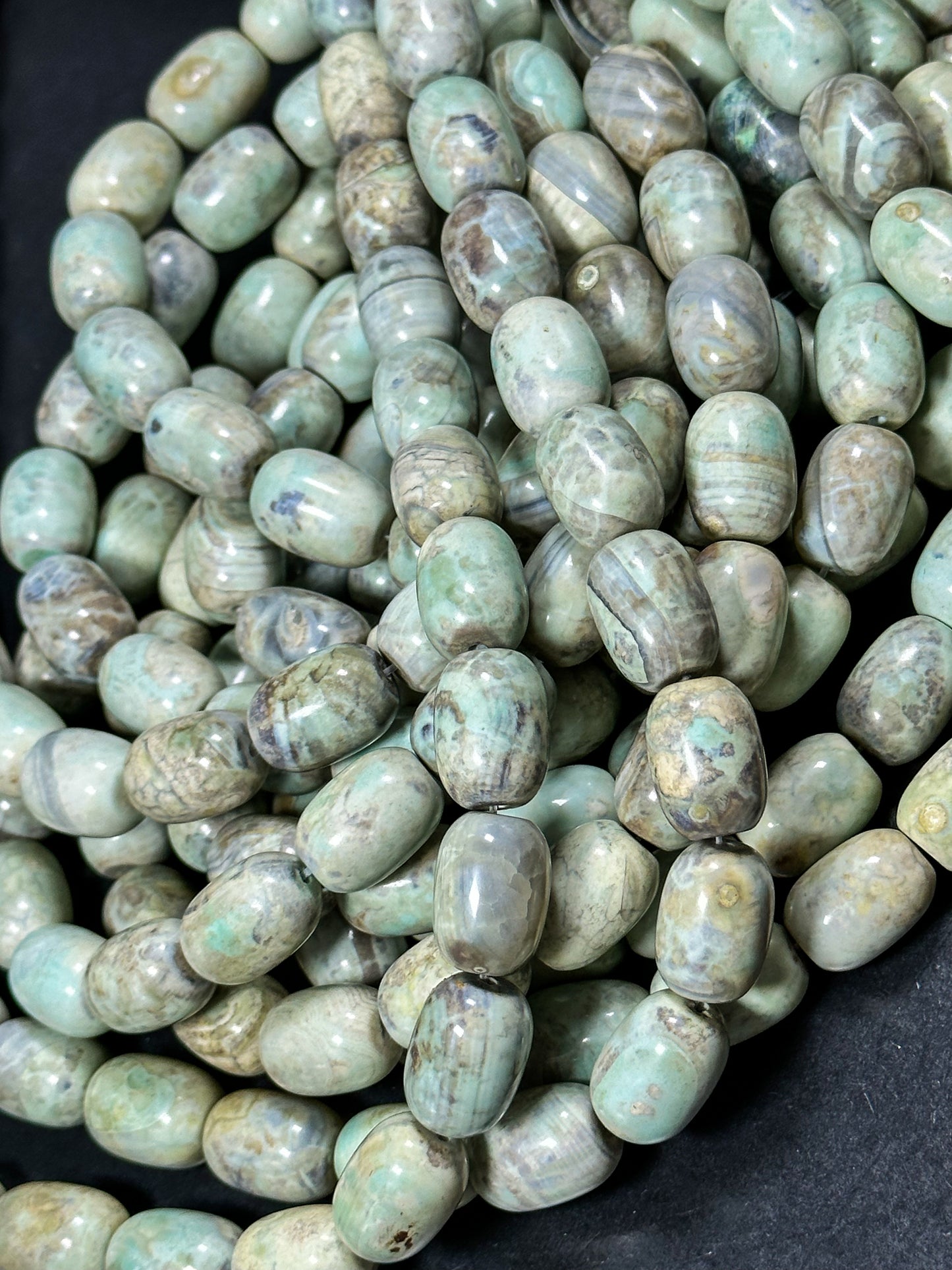 NATURAL Dragon Skin Agate Gemstone Bead 18x13mm Barrel Shape Bead, Beautiful Green Blue Color Dragon Skin Gemstone Beads Full Strand 15.5"