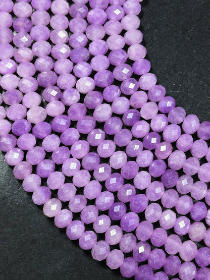 Natural Lavender Jade Gemstone Bead Faceted 8x6mm Rondelle Shape, Beautiful Natural Lavender Purple Color Jade Bead, Great Quality 15.5"