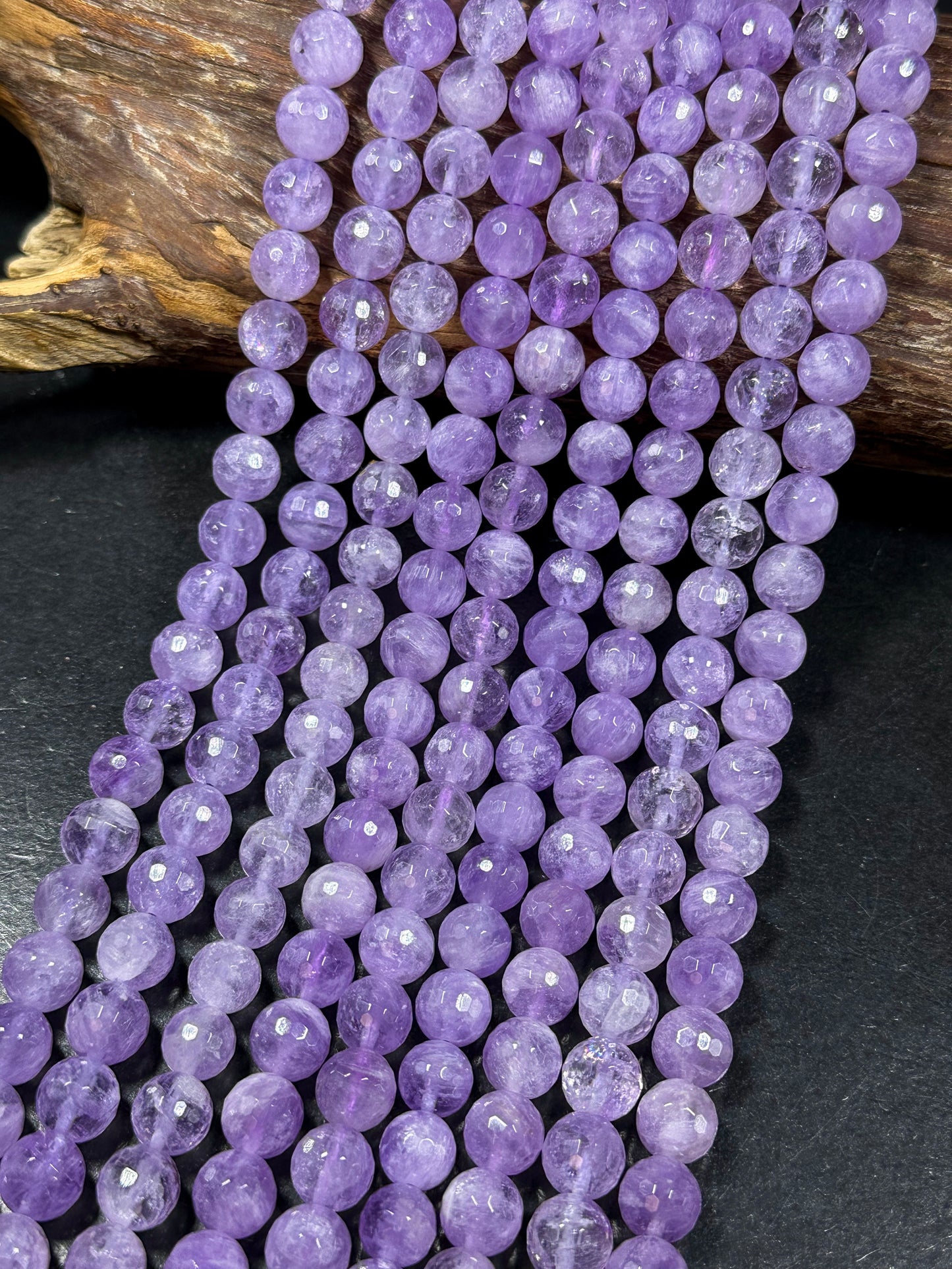 AAA Natural Lavender Jade Gemstone Bead Faceted 6mm 8mm 10mm Round Bead, Gorgeous Natural Clear Lavender Purple Jade Excellent Quality 15.5"