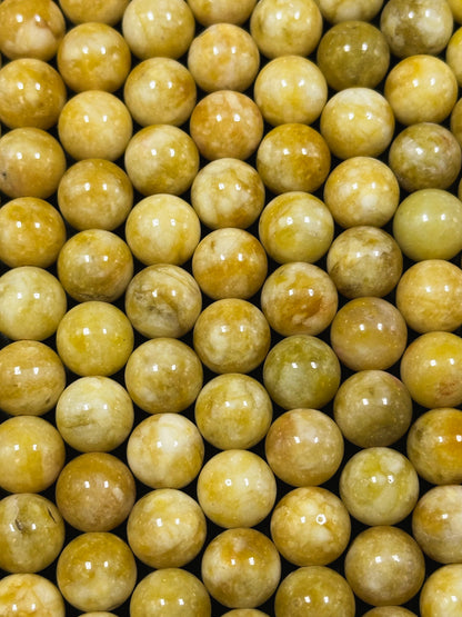 Natural Yellow Jade Gemstone Bead 6mm 8mm 10mm Round Beads, Beautiful Yellow Color Jade Gemstone Bead, Excellent Quality Full Strand 15.5"