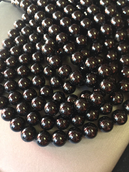 AAA natural black tourmaline beads . Gemstone beads . 4mm 6mm 8mm 10mm 12mm 14mm round beads black tourmaline beads . Bead strand 15.5”