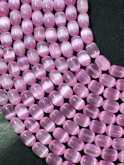 Natural Pink Selenite Gemstone Bead 12x8mm Tube Shape Bead, Beautiful Pink Color Selenite Gemstone Beads, Great Quality Full Strand 15.5"