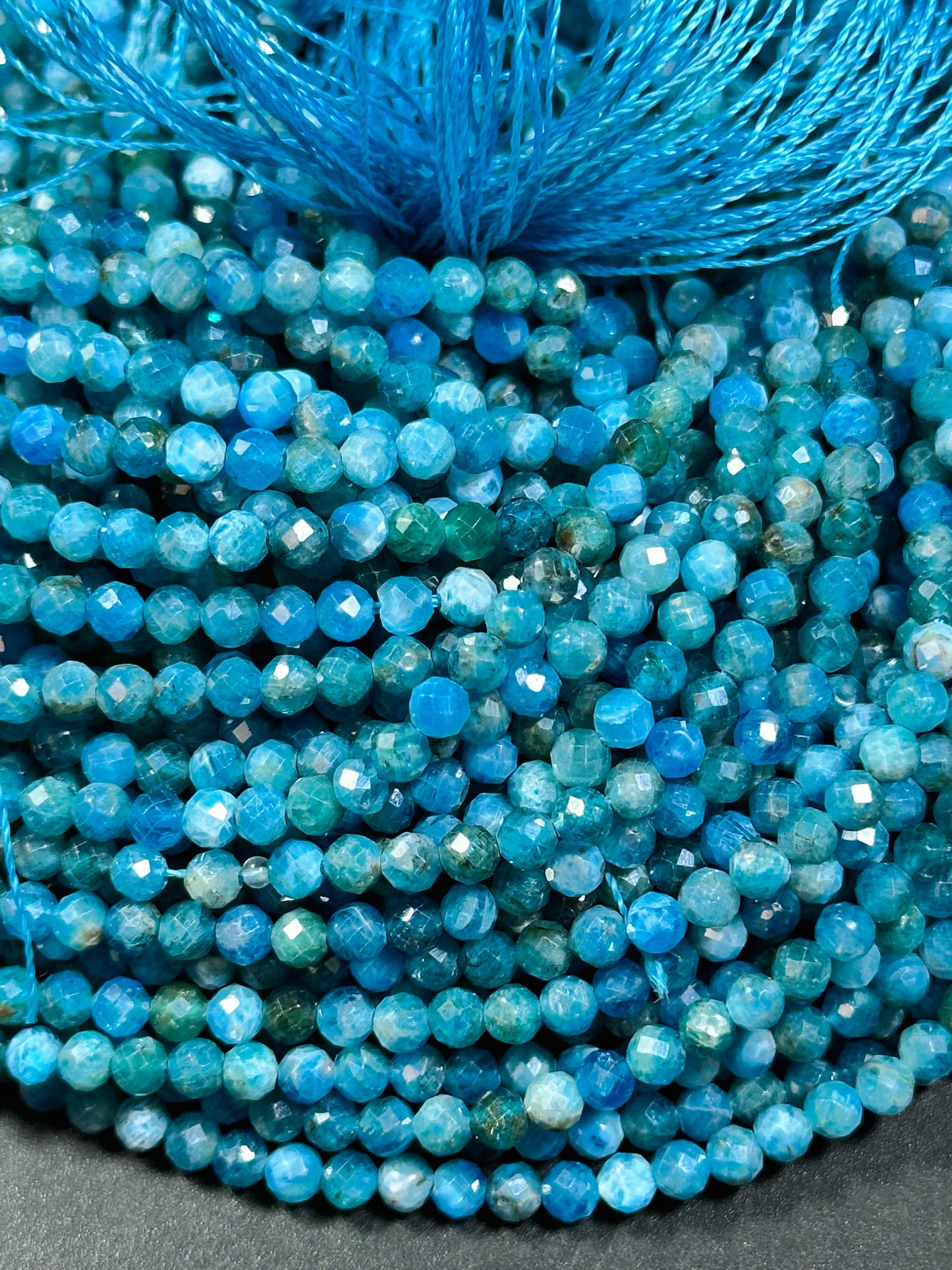 Natural Blue Apatite Gemstone Bead Faceted 4mm Round Bead, Gorgeous Natural Blue Color Apatite Gemstone Beads Great Quality Full Strand 15.5"