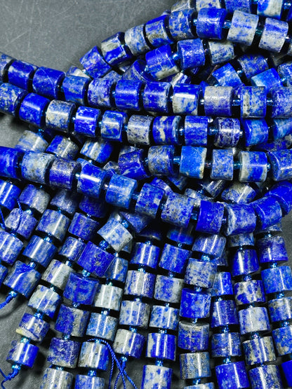 NATURAL Lapis Lazuli Gemstone Bead 10mm Rondelle Cylinder Wheel Shape, Gorgeous Natural Blue Color Lapis Lazuli Gemstone Beads Great Quality