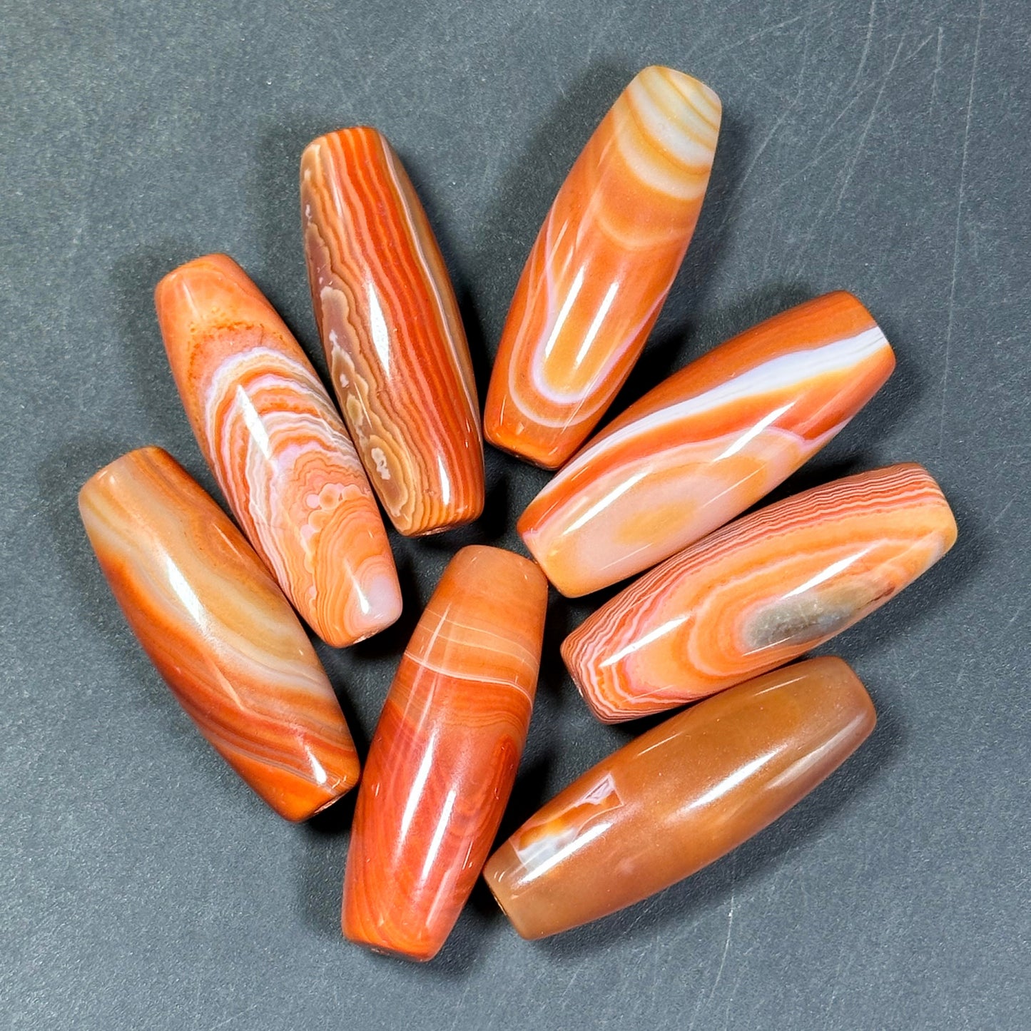 AAA Natural Botswana Agate Gemstone Bead 39x13mm Barrel Shape, Beautiful Natural Red Orange Color Botswana Agate Gemstone Bead, LOOSE BEADS