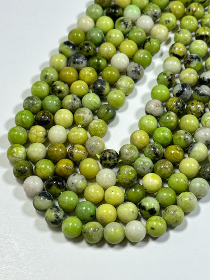 NATURAL Green Grass Turquoise Gemstone Bead 8mm Round Beads, Gorgeous Green-Yellow Color Turquoise Gemstone Full Strand 15.5"