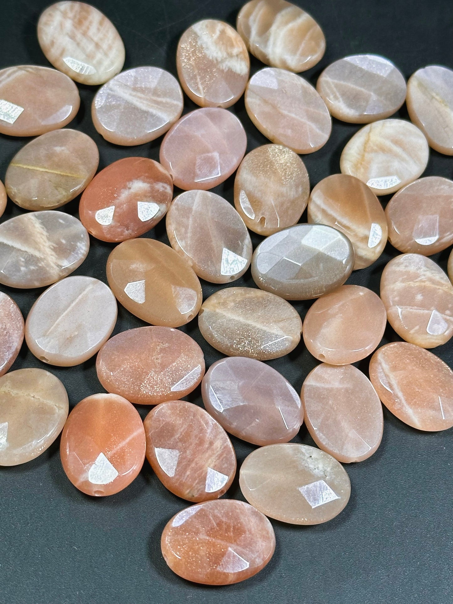 AAA Natural Peach Brown Moonstone Gemstone Bead Faceted 20x15mm Oval Shape, Gorgeous Peach Brown Color Shimmer Moonstone Bead, LOOSE BEADS