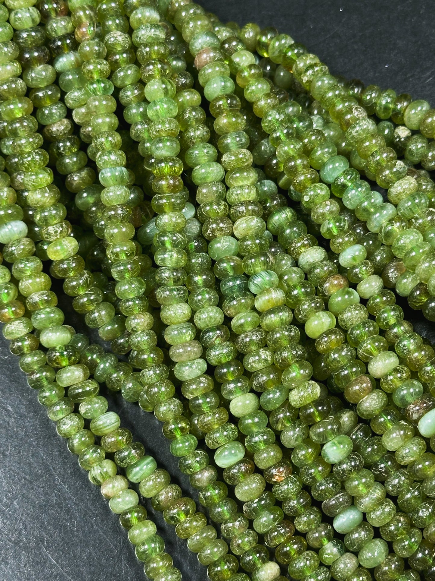 AAA Natural Green Garnet Gemstone Bead 4x2mm 6x3mm Rondelle Shape, Gorgeous Natural Green Color Garnet Bead, Excellent Quality Full Strand 15.5"