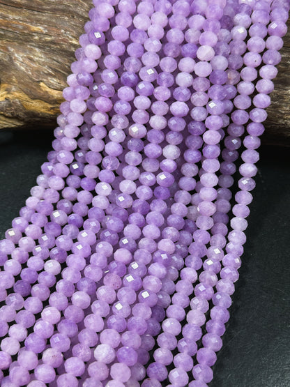 Natural Lavender Jade Gemstone Bead Faceted 8x6mm Rondelle Shape, Beautiful Natural Lavender Purple Color Jade Bead, Great Quality 15.5"