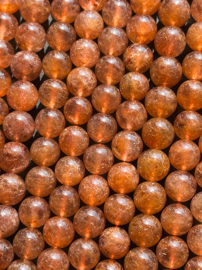 Natural Orange Strawberry Quartz Gemstone Bead 8mm 10mm Round Beads, Beautiful Natural Golden Orange Color Strawberry Quartz Beads 15.5"