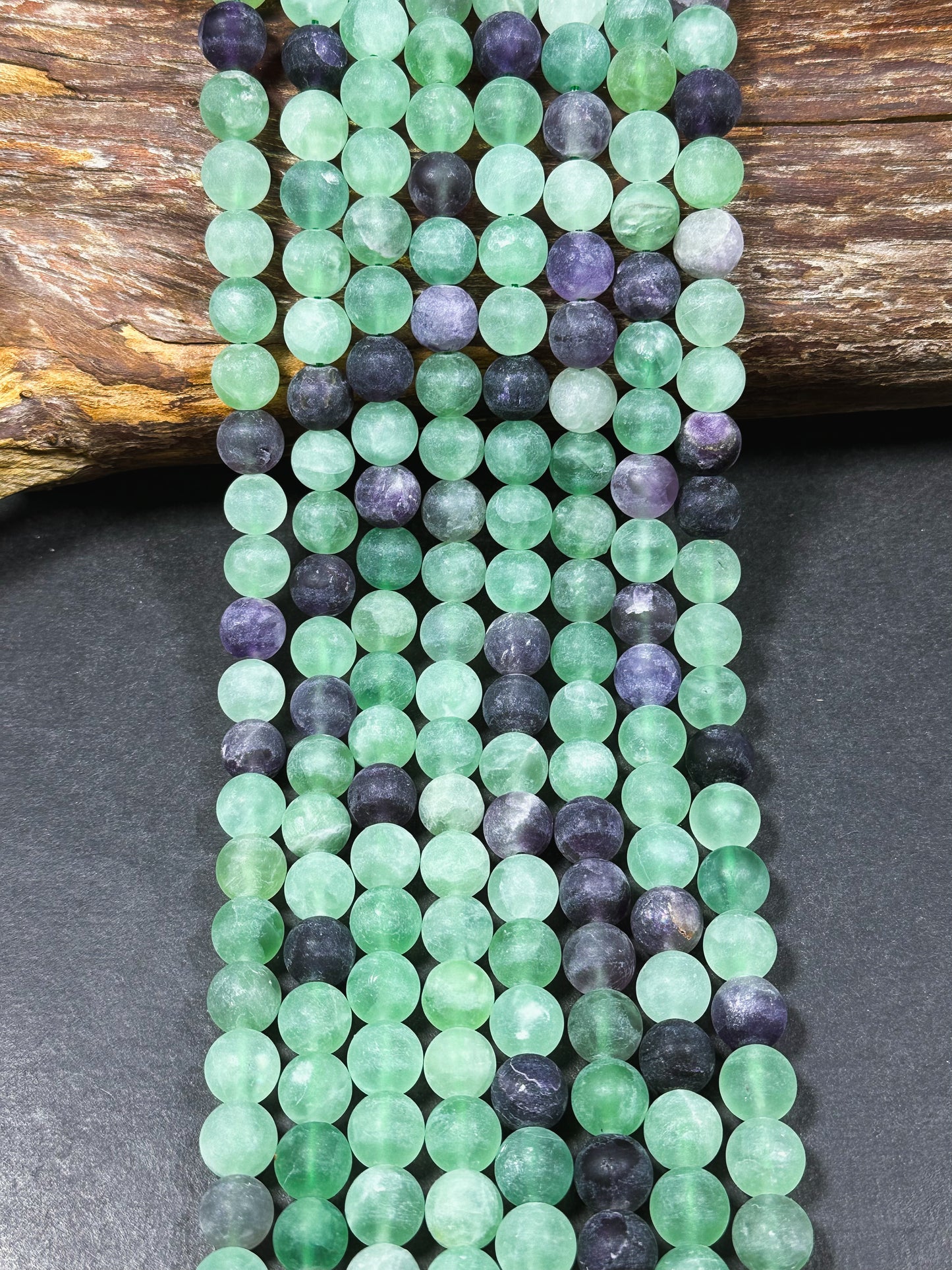 Natural Matte Fluorite Gemstone Bead 4mm 6mm 8mm 10mm 12mm Round Beads, Beautiful Natural Matte Green Purple Fluorite Beads 15.5" Strand