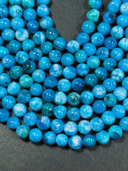 Natural Apatite Quartz Gemstone Bead 8mm Freeform Round Beads, Beautiful Sky Blue Color Apatite Quartz Gemstone Beads, Full Strand 15.5"