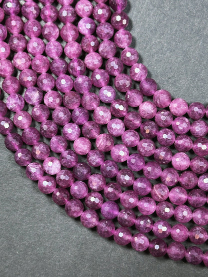 Natural Purple Ruby Quartz Gemstone Bead Faceted 6mm 8mm Round Beads, Beautiful Purple Color Ruby Quartz Stone Beads Full Strand 15.5"