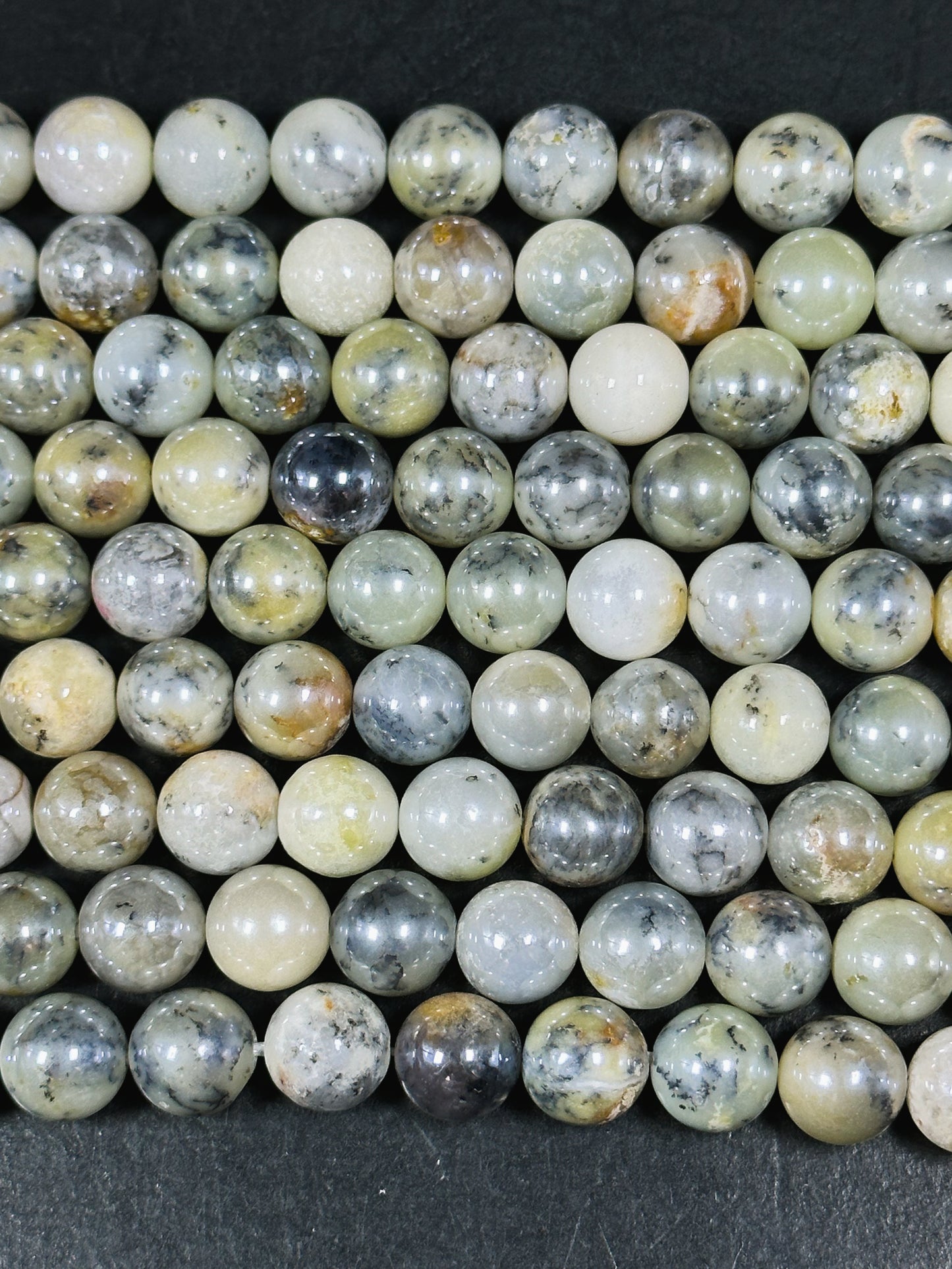 AAA Mystic Natural Opal Gemstone Bead 8mm 10mm 12mm Round Bead, Beautiful Mystic Coated White Gray Color Opal Gemstone Bead, Great Quality 15.5"