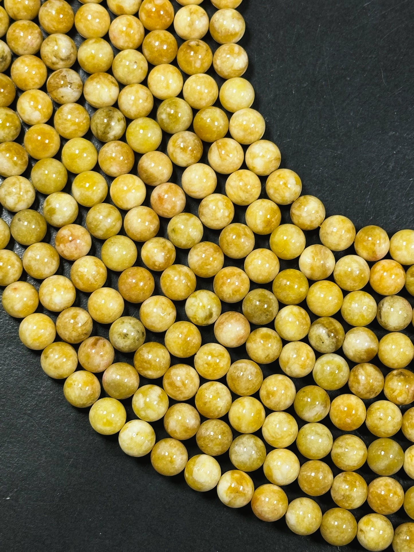 Natural Yellow Jade Gemstone Bead 6mm 8mm 10mm Round Beads, Beautiful Yellow Color Jade Gemstone Bead, Excellent Quality Full Strand 15.5"