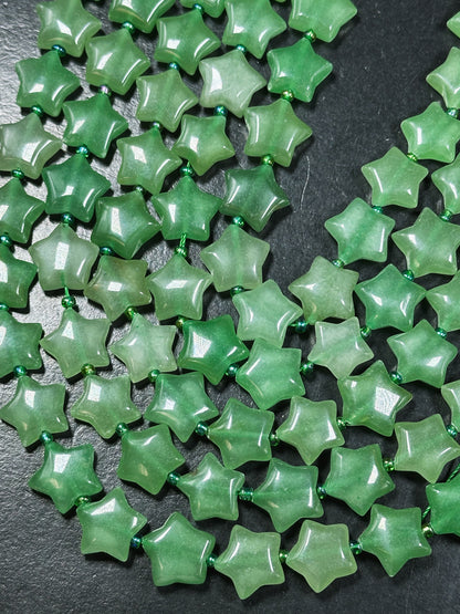 Natural Aventurine Gemstone Bead 15mm Star Shape Bead, Beautiful Natural Green Jade Color Aventurine Beads Great Quality Full Strand 15.5"