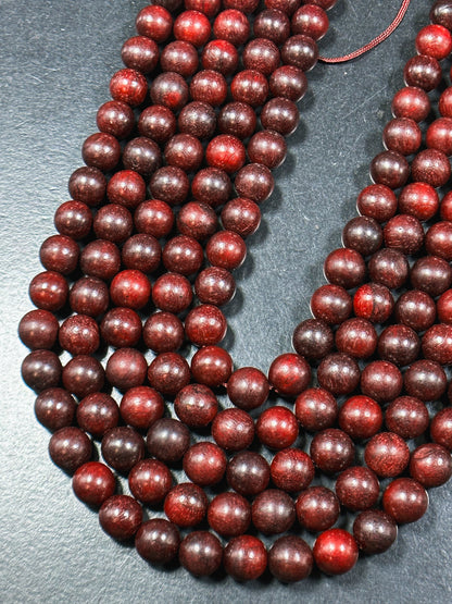 Natural Red Rosewood Beads 8mm 10mm Round Beads, Natural Mahogany Dark Red Aromatic Wood Meditation Prayer Mala Beads Full Strand 15.5"