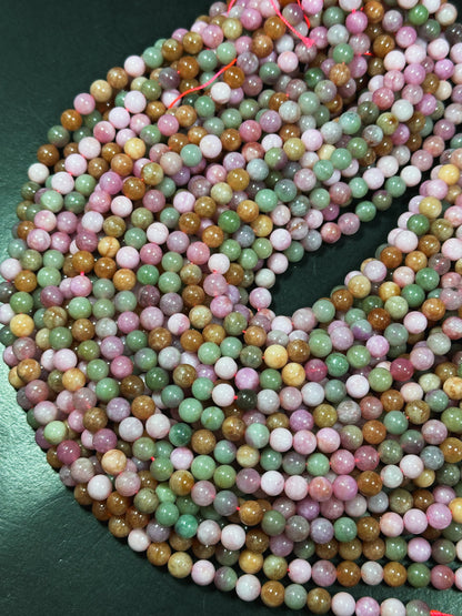 Natural Alashan Chalcedony Gemstone Bead 6mm 8mm 10mm Round Beads, Beautiful Multicolor Pink Green Alashan Beads, Great Quality 15.5" Strand