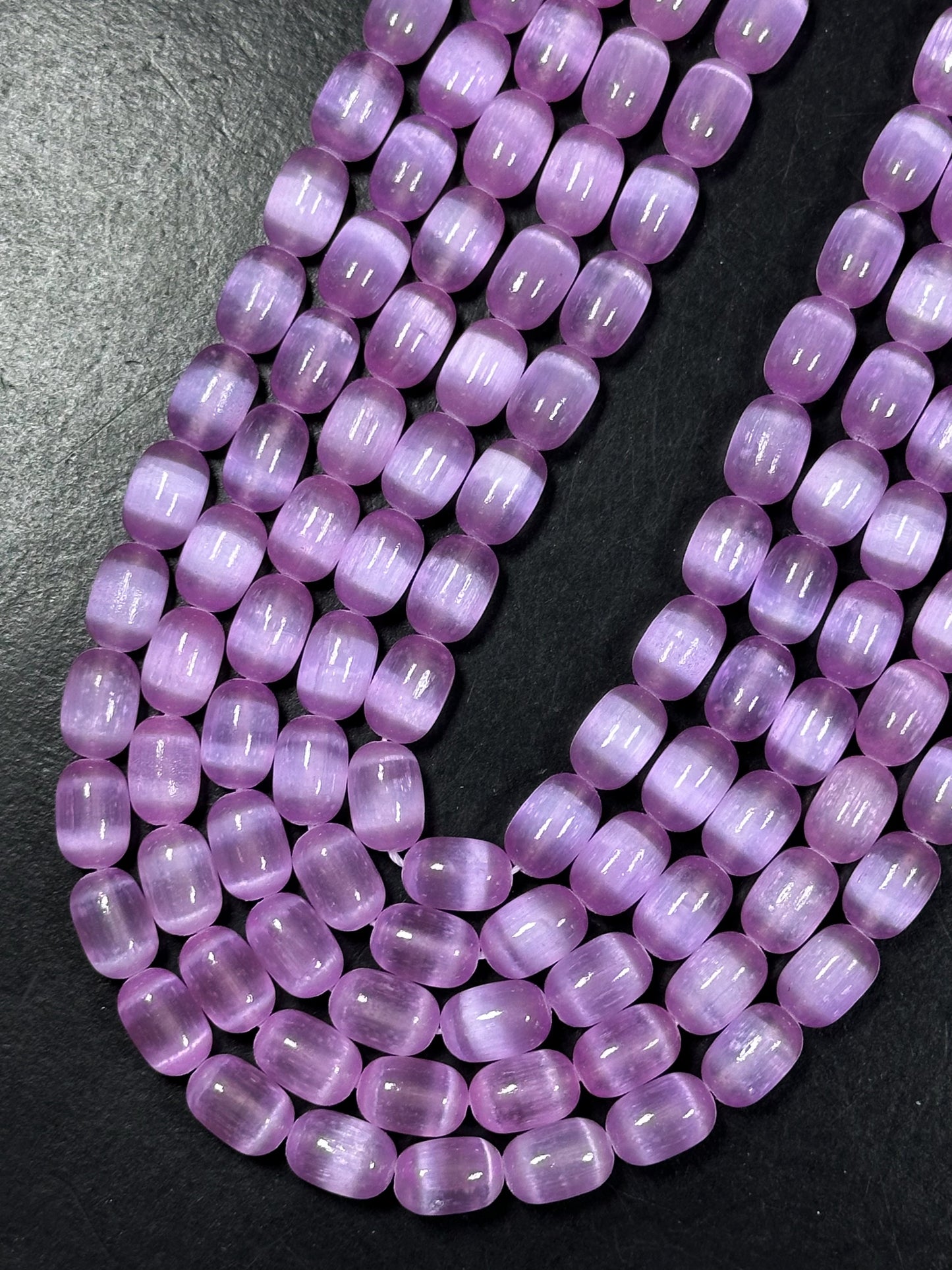 Natural Purple Selenite Gemstone Bead 12x8mm Tube Shape, Beautiful Lavender Purple Color Selenite Beads, Great Quality Full Strand 15.5"