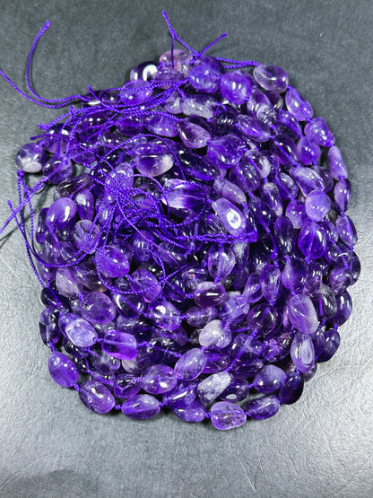 NATURAL Amethyst Gemstone Bead 10mm to 15x10mm Nugget Shape Bead, Gorgeous Natural Purple Color Amethyst Gemstone Beads Full Strand 15.5"