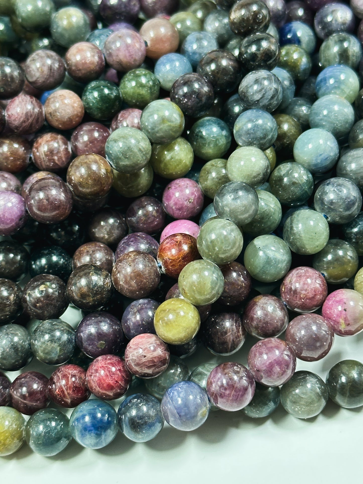 AA+ NATURAL Ruby Sapphire Gemstone Bead 6mm 8mm 10mm Round Beads, Beautiful Multicolor Ruby Sapphire Gemstone Beads Full Strand 15.5" High Quality