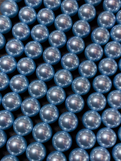 Chinese Swarovski Pearl Crystal Beads 4mm 6mm 8mm 10mm 12mm Round Bead, Beautiful Blue Swarovski Crystal Pearl 15.5"