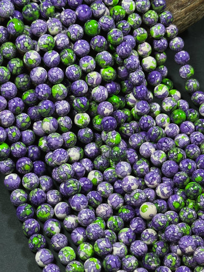 Beautiful Rain Flower Stone Bead 4mm 6mm 8mm 10mm Round Beads, Gorgeous Multicolor Purple Green Color Rain Flower Bead Full Strand 15.5"