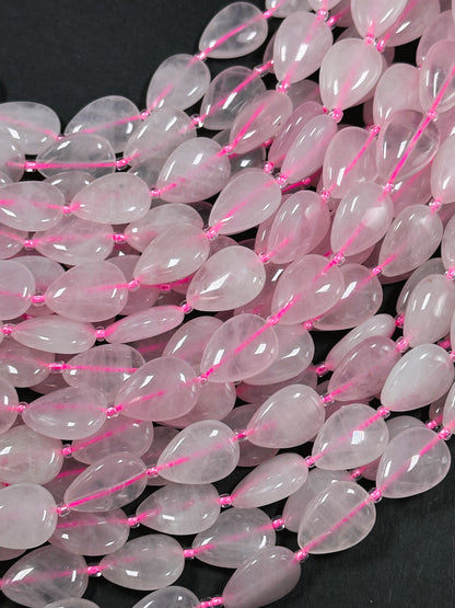 Natural Rose Quartz Gemstone Bead 18x13mm Teardrop Shape, Beautiful Natural Pink Color Rose Quartz Stone Bead Great Quality Full Strand 15.5