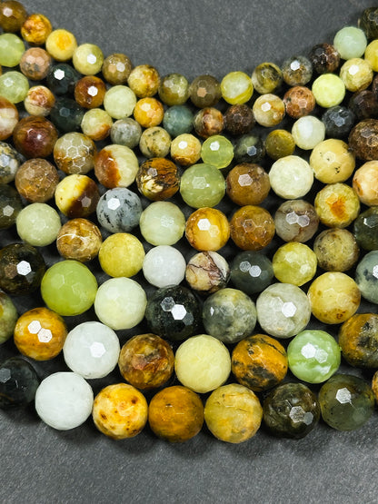 Natural Flower Jade Gemstone Bead Faceted 6mm 8mm 10mm Round Beads, Gorgeous Natural Multicolor Flower Jade Gemstone Beads Full Strand 15.5"