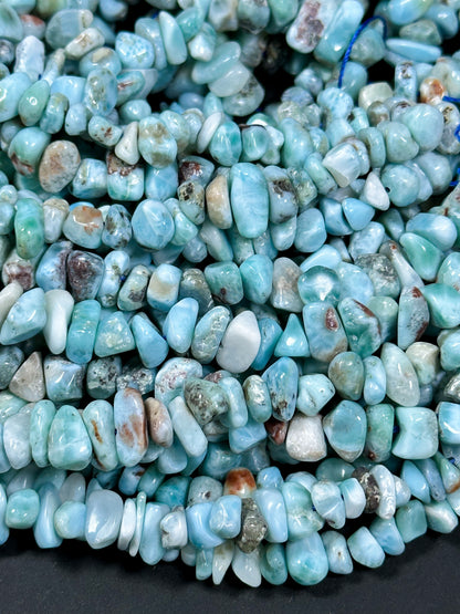 Natural Larimar Gemstone Bead 6-10mm Freeform Pebble Shape Beads, Gorgeous Natural Blue Color Larimar High Quality Gemstone Bead 15.5"