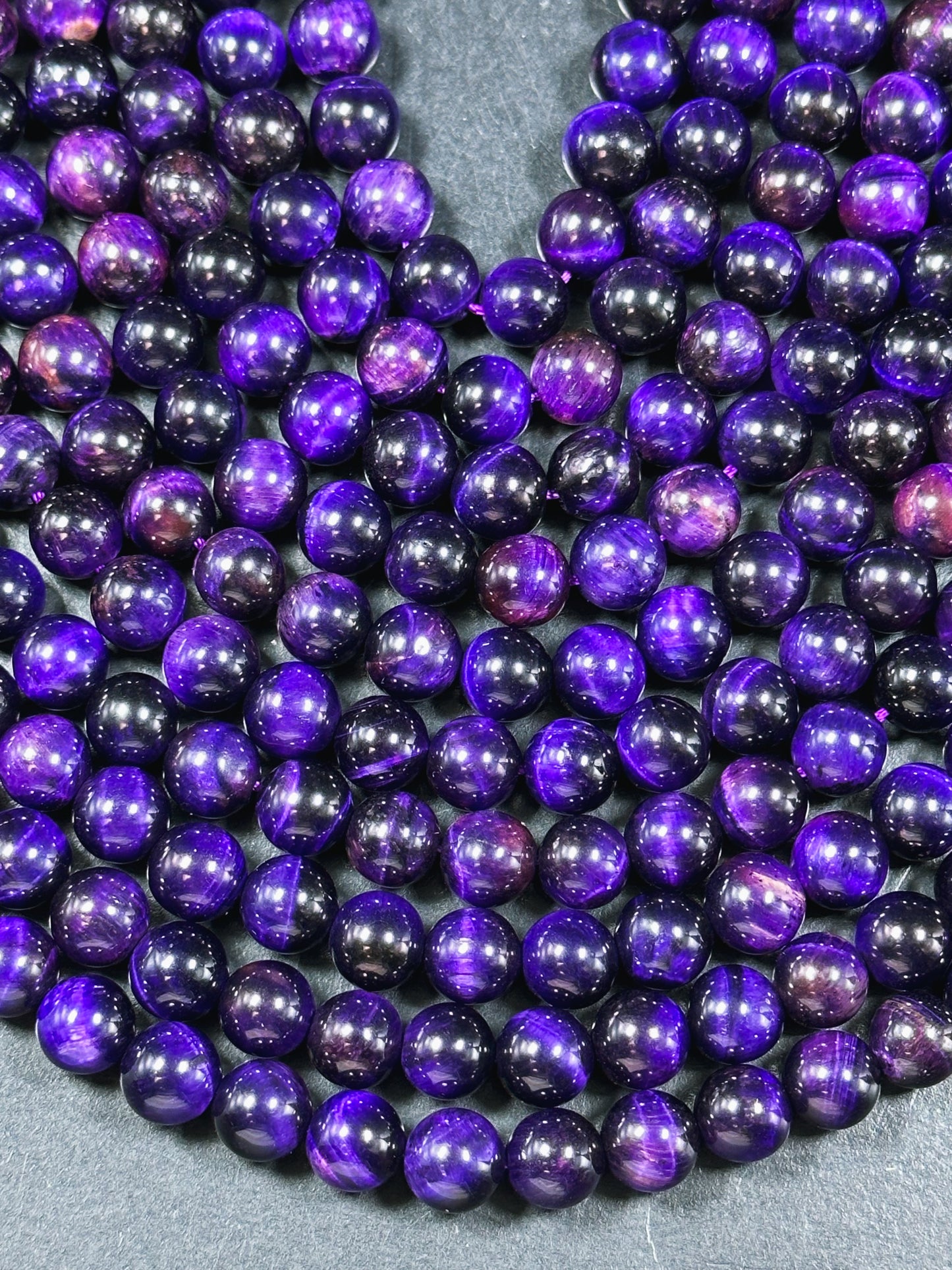 Natural Purple Tiger Eye Gemstone Bead 4mm 6mm 8mm 10mm 12mm Round Bead, Beautiful Purple Color Tiger Eye Gemstone Beads Full Strand 15.5"