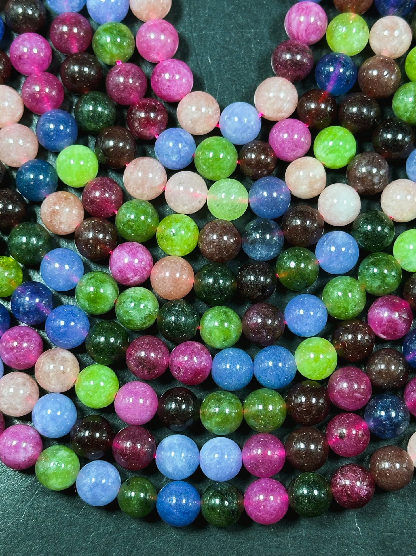 NATURAL Tourmaline Gemstone Bead 6mm 8mm 10mm Round Bead, Gorgeous Multicolor Tourmaline Gemstone Bead, Full Strand 15.5" Great Quality Bead