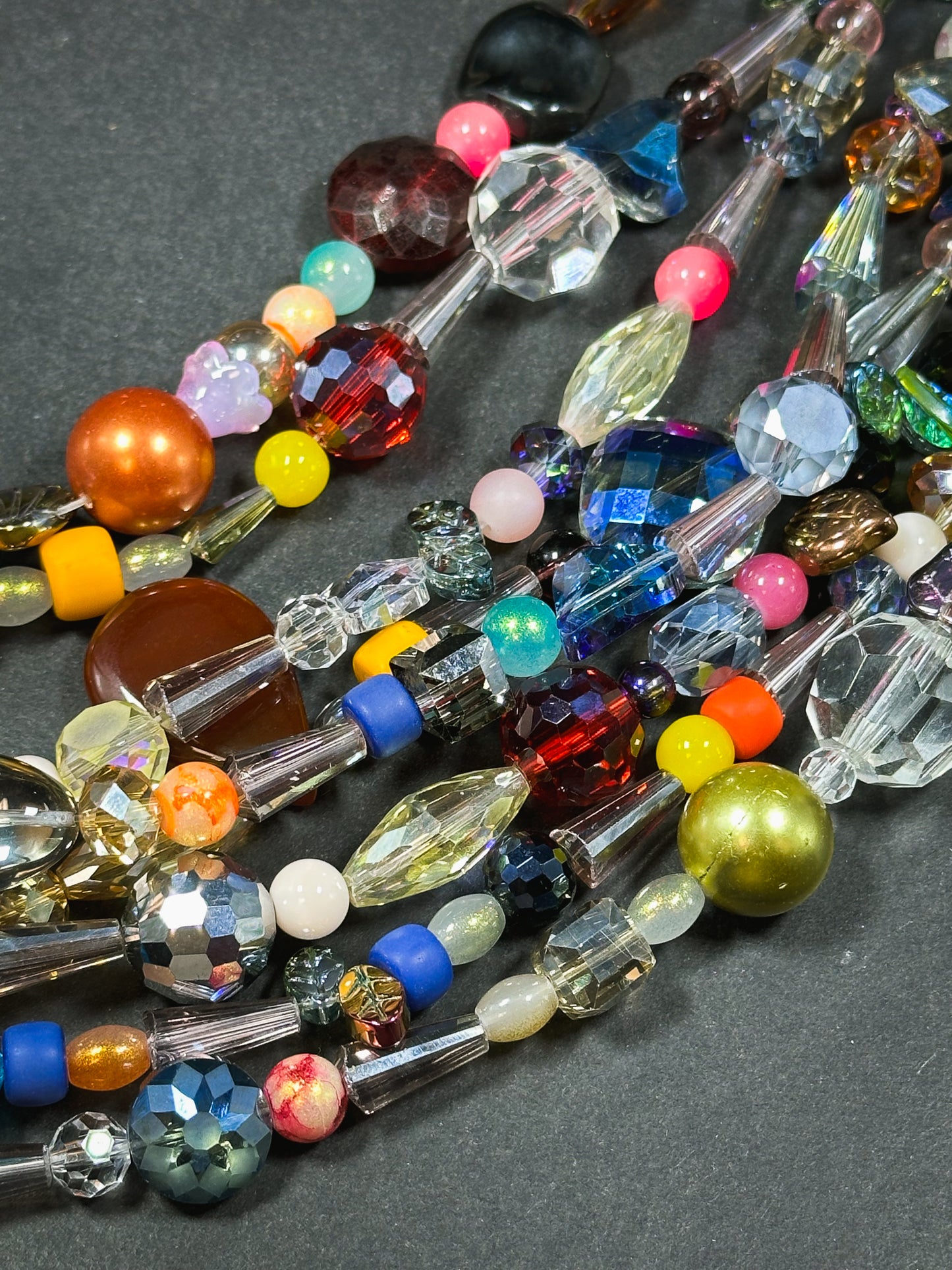 Multicolor Mixed Chinese Crystal Glass Beads, Beautiful Multicolor Mixed Shapes Glass Crystal Loose Craft Jewelry Beads Full Strand 15.5"