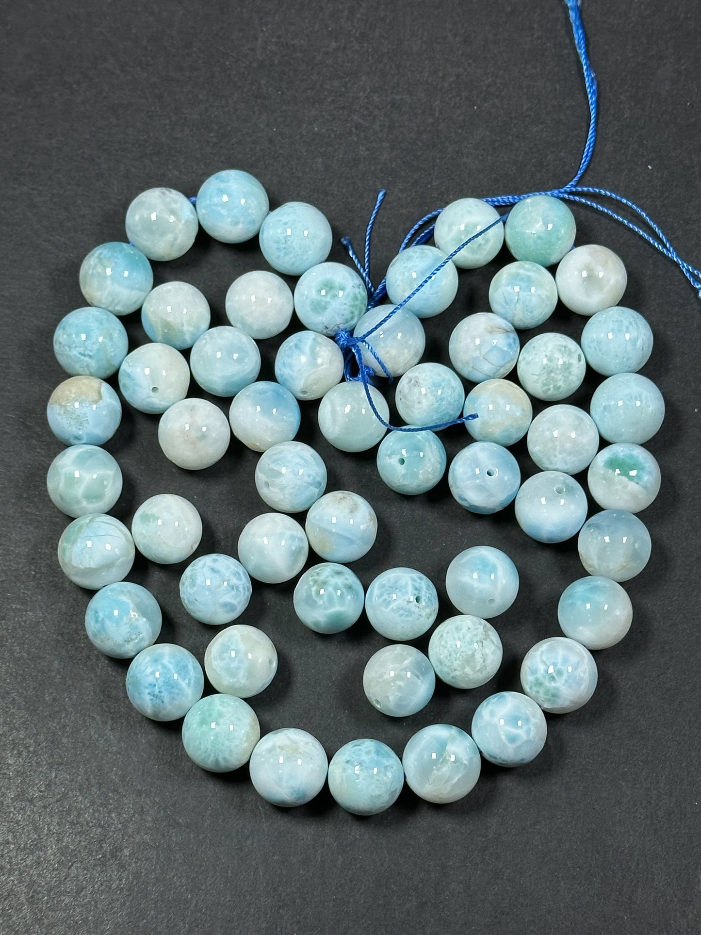 AAA Natural Larimar Gemstone Beads 14mm Round Beads, Beautiful Natural Blue White Color Genuine Larimar Gemstone Beads, LOOSE BEADS (1pc)