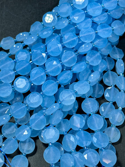 NATURAL Aquamarine Gemstone Bead Faceted 12mm Coin Shape, Beautiful Natural Blue Aquamarine Gemstone Bead Excellent Quality Aquamarine Beads