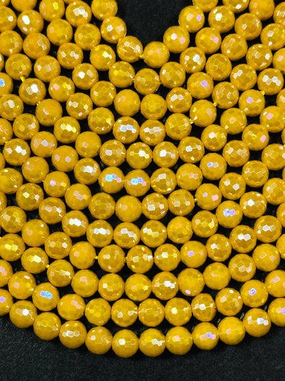 Beautiful Mystic Chinese Crystal Glass Bead Faceted 5.5mm Round Bead, Gorgeous Iridescent Yellow Orange Color Great Quality Crystal Beads